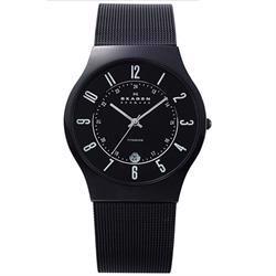 Image of Sort Skagen herreur i titanium